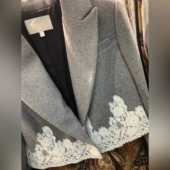 LoveShackFancy   Icarus Cropped Lace-Trimmed Blazer - Picture 8 of 9
